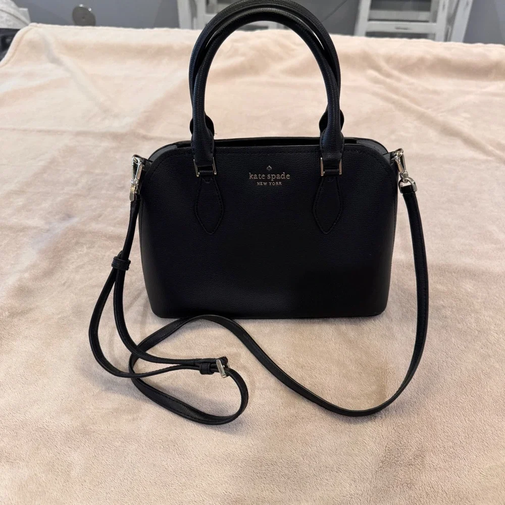 Kate Spade Darcy Satchel Crossbody Black Pebbled Leather Luxe Chic Bag Purse